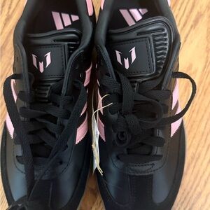 Adidas Men’s Black and Pink Messi Sneakers